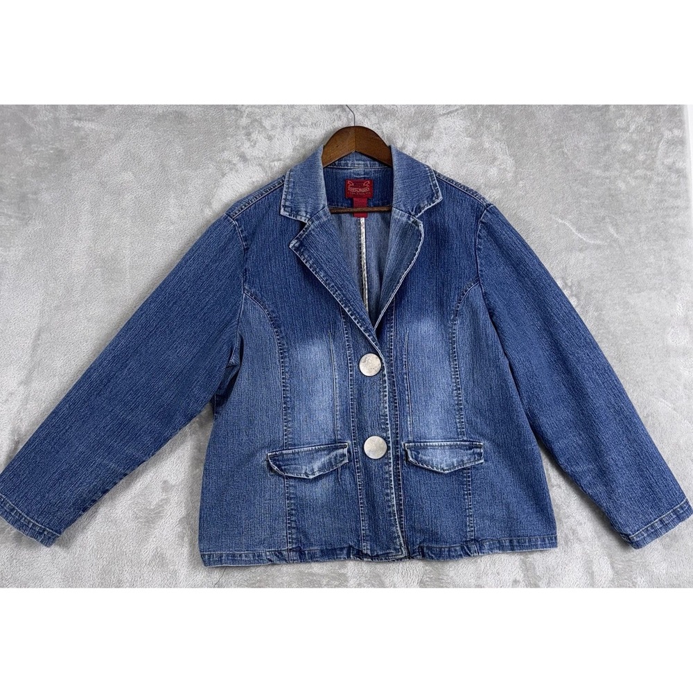 Vintage Paris Blues Outerwear Denim‎ Dark Wash Button Jacket Womens Large Y2K